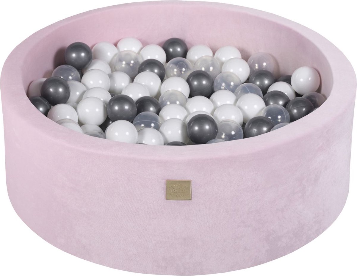 Ronde ballenbak VELVET 90x30 - Poeder Roze incl 200 ballen - Zilver, Wit, Transparant |  je.nl